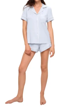 Gisele Relaxed Short Pj Set in Ice Blue/Ivory