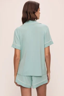 Gisele Relaxed Short PJ Set in Canal Blue/Ivory