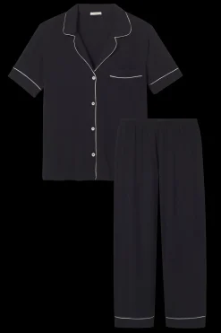 Gisele Short Sleeve Pant PJ Set in Black/Sorbet