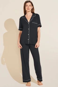 Gisele Short Sleeve Pant PJ Set in Black/Sorbet
