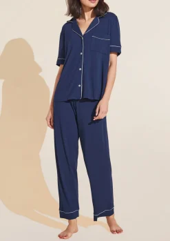 Gisele Short Sleeve Pant PJ Set in Navy/Ivory