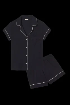 Gisele Shortie PJ Set in Black/Sorbet