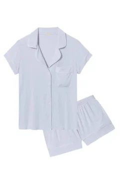 Gisele Shortie Pj Set in Ice Blue/Ivory