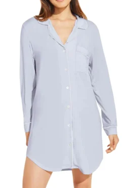 Gisele Sleepshirt in Ice Blue/Ivory