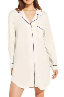 Gisele Sleepshirt in Pure Ivory/Navy