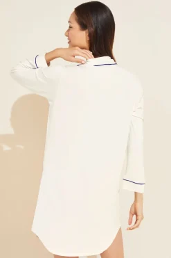 Gisele Sleepshirt in Pure Ivory/Navy