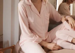 Gisele Tencel Modal Long PJ Set in Petal Pink/Ivory