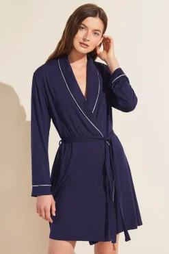 Gisele Tuxedo Robe in Navy/Ivory