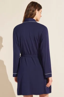 Gisele Tuxedo Robe in Navy/Ivory