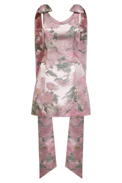 Gita Light Pink Brocade Mini Dress