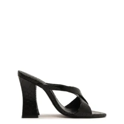 Glenda Leather Sandal in Black