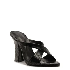 Glenda Leather Sandal in Black