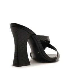 Glenda Leather Sandal in Black