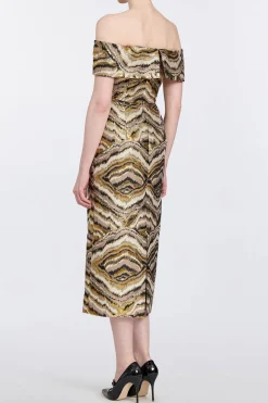 Gloria Metallic Jacquard Off-The-Shoulder Dress