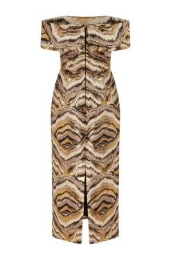 Gloria Metallic Jacquard Off-The-Shoulder Dress