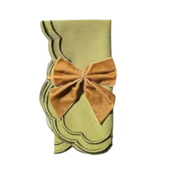 Gold Bow Velvet Napkin Ties, Set of 4