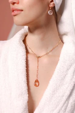 Gold Drop Gem Earring