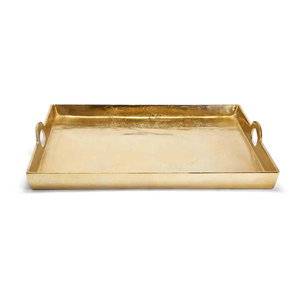Gold Hotel De Ville Decorative Square Tray Recycled Aluminum