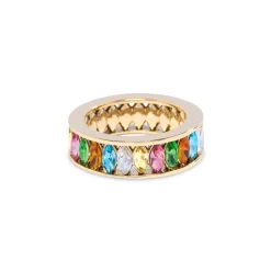 Gold Rainbow Marquis Multi Stone Ring