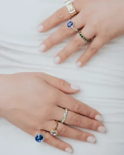 Gold Rectangle Stone Ring