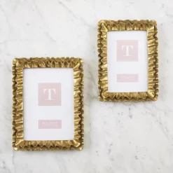 Gold Ruffles Photo Frames, Set of 2