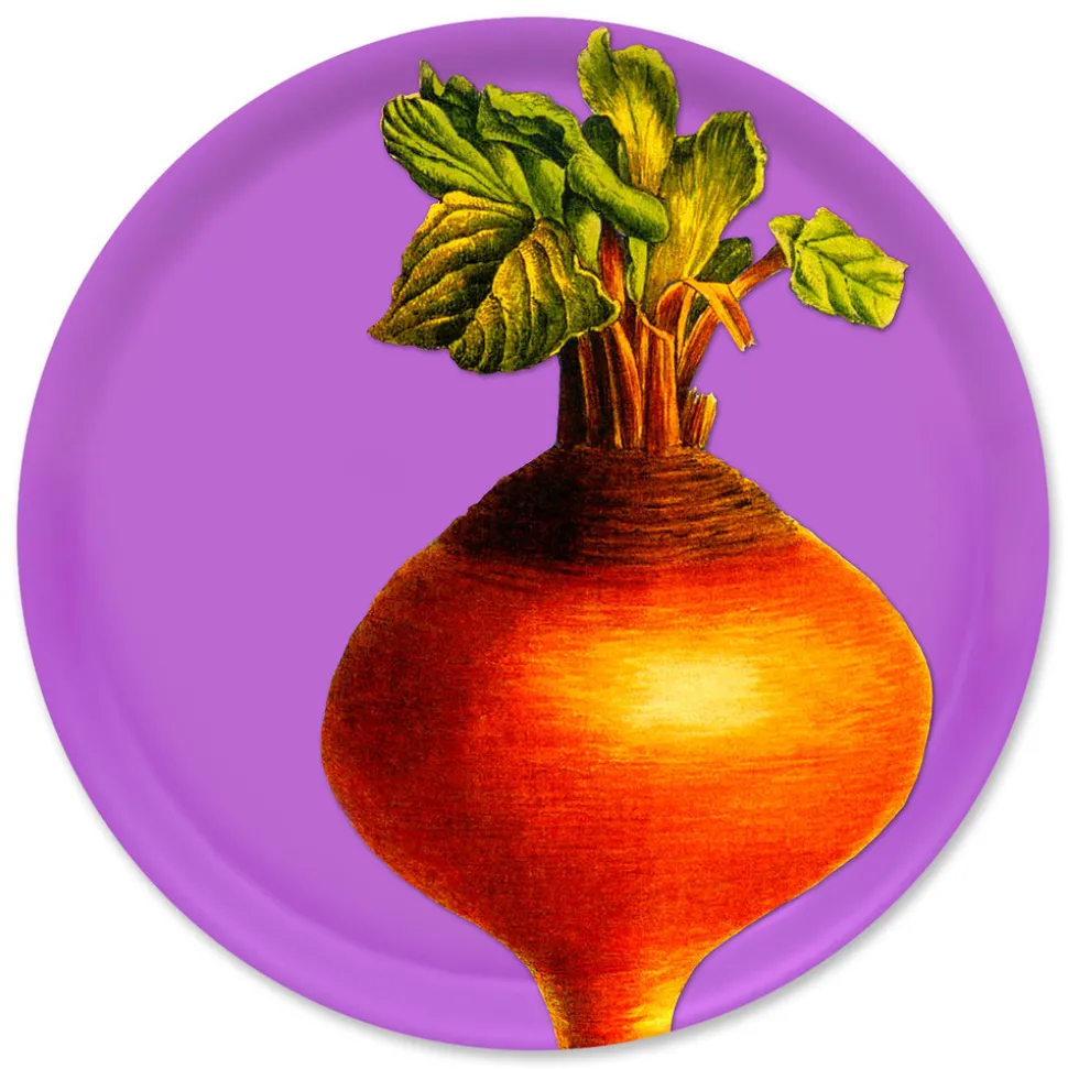 Golden Beet Large Round Birchwood Tray