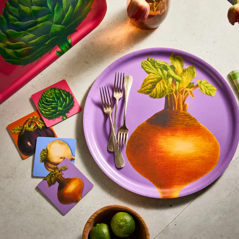 Golden Beet Large Round Birchwood Tray