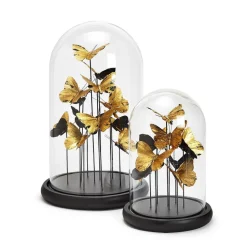 Golden Butterflies in Dome, Set of 2