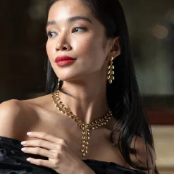 Golden Laurel Dangle Earrings