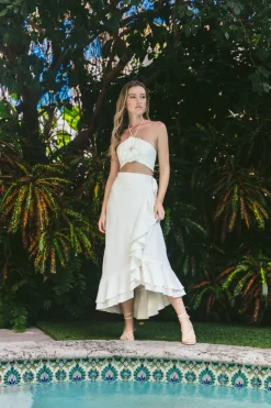 Golestan Ruffle Skirt in Off-White