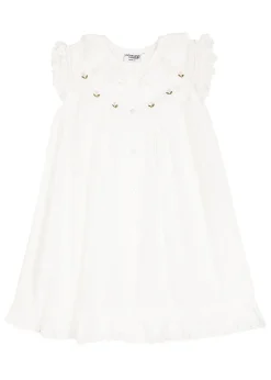Gracie White Cotton Dress with Butterfly Sleeves