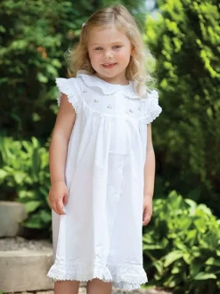 Gracie White Cotton Dress with Butterfly Sleeves
