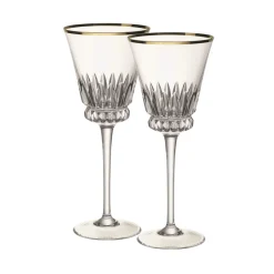 Grand Royal Gold White Wine Pair in Clear & Gold