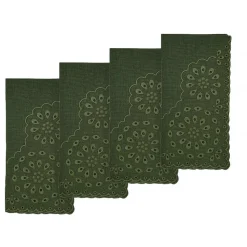 Green Eyelet Dinner Napkins, Set of 4
