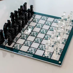Green Floral Chess Set