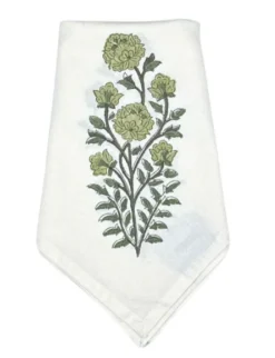 Green Flower Motif Napkin