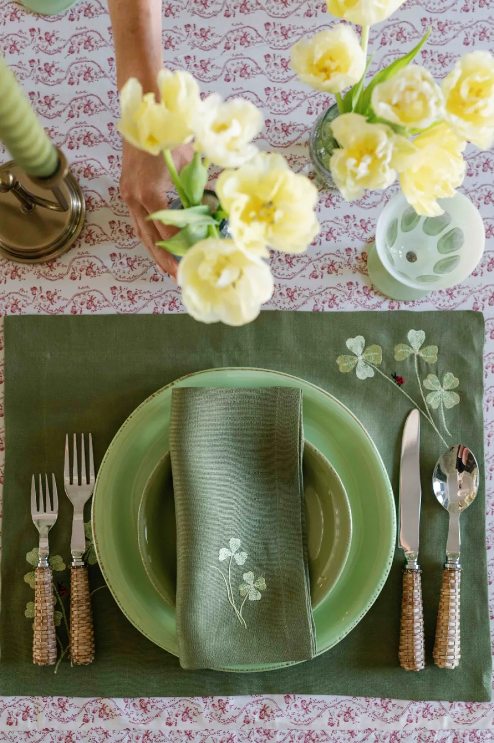 Green Four Leaf Clover Napkin, Set of 2