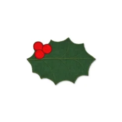 Green Holly Leaf Cocktail Napkins, Set of 4