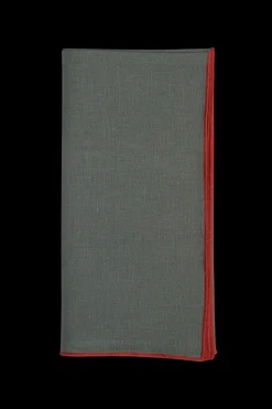 Green Napkin with Orange Small Trim, Set of 4