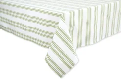 Green Stripe Cotton Tablecloth