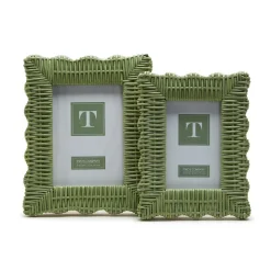 Green Wicker Weave Photo Frames, Set of 2