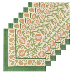 Grenadine Orange & Green Napkins, Set of 6