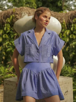 Guayaba Crop Top in Blue Stripes