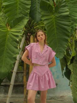Guayaba Crop Top in Red Stripes