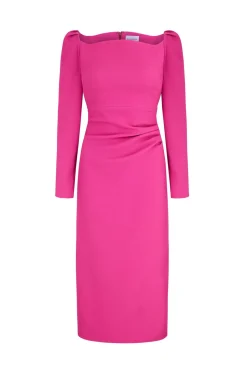 Halley Dress Stretch Crepe Hot Pink