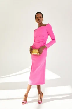 Halley Dress Stretch Crepe Hot Pink