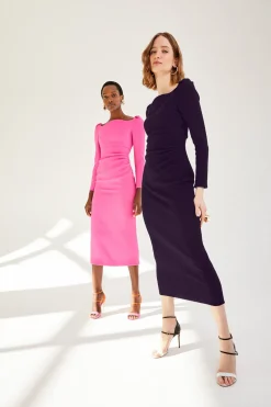 Halley Dress Stretch Crepe Hot Pink