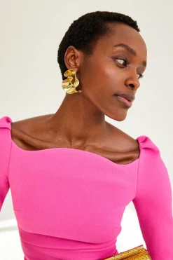 Halley Dress Stretch Crepe Hot Pink