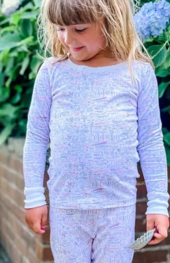 Hamptons Two Piece Kids Pajamas in Sunset Pink