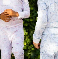 Hamptons Two Piece Kids Pajamas in Sunset Pink